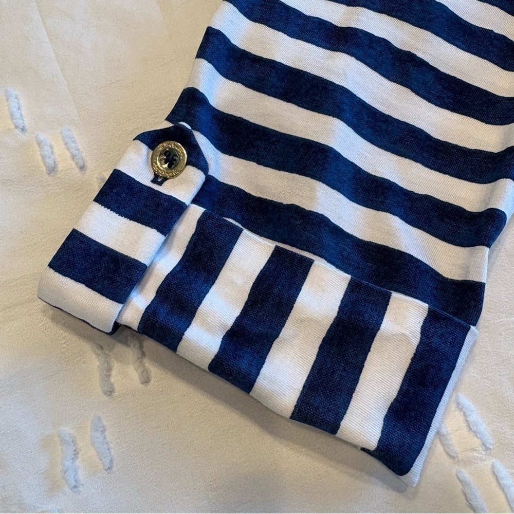 Lilly Pulitzer Navy White Striped Dress Pima Cotton Shift Nautical Chic M - Picture 8 of 12